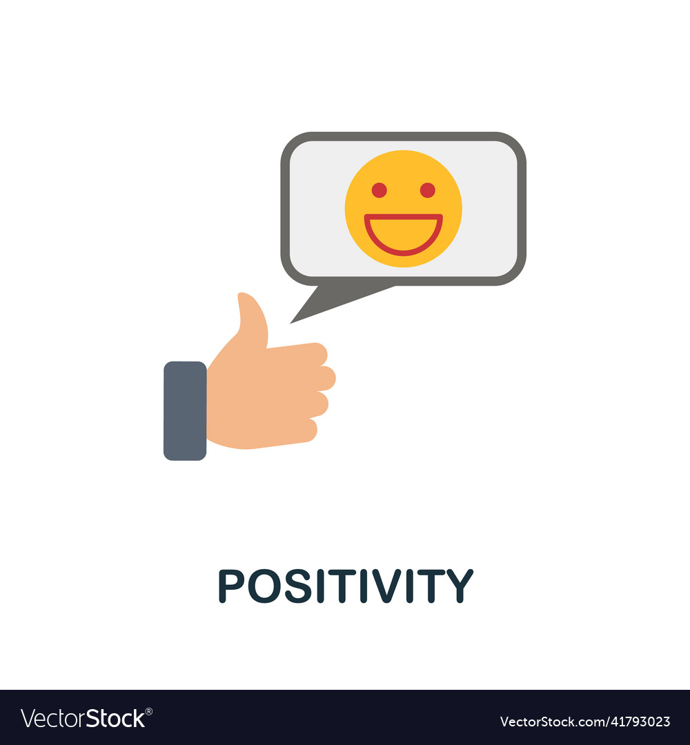 Positivity flat icon colored element sign from Vector Image