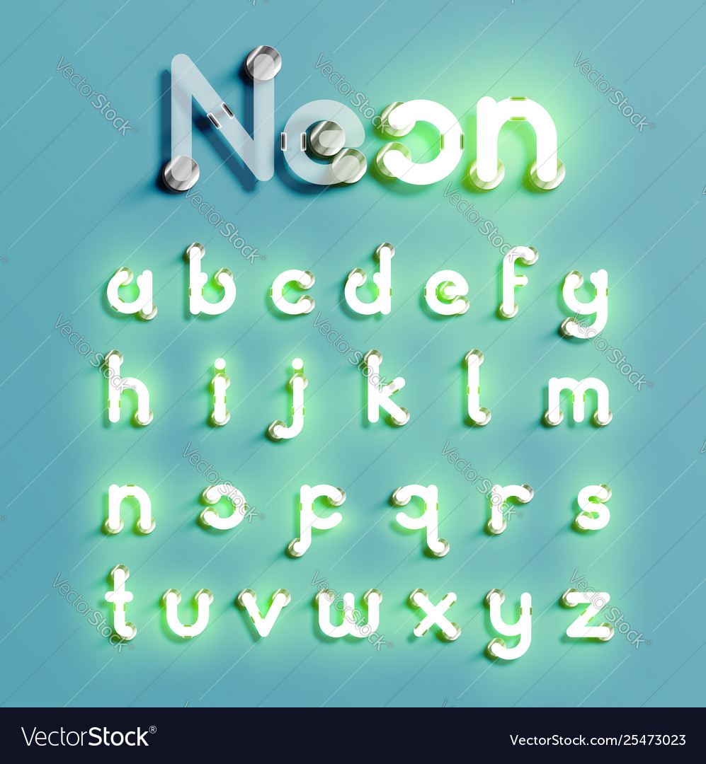 Realistic neon character set