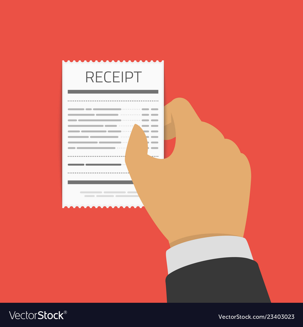 Receipt in hand Royalty Free Vector Image - VectorStock