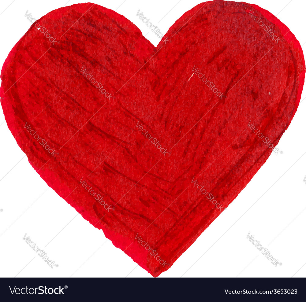 Red flat brush painted heart Royalty Free Vector Image