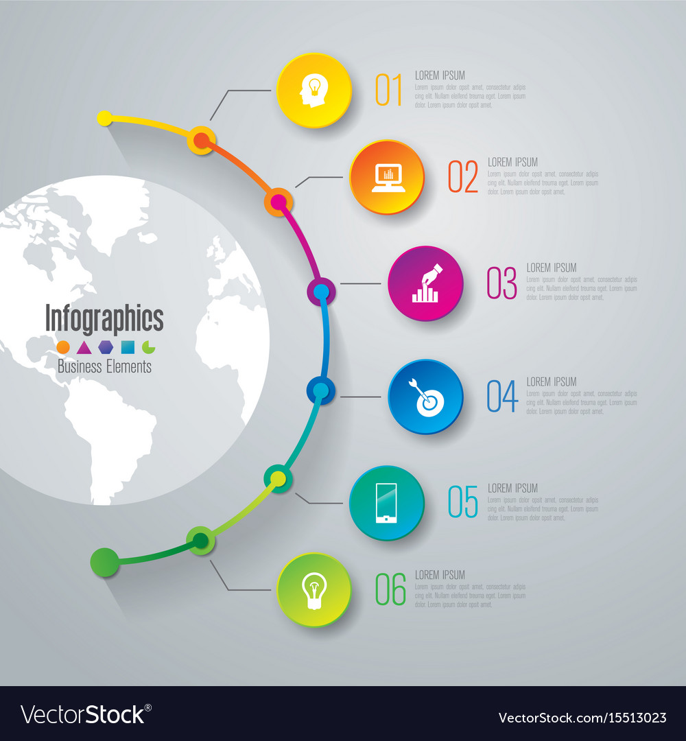 Timeline Infographics Design With 6 Options Vector Image