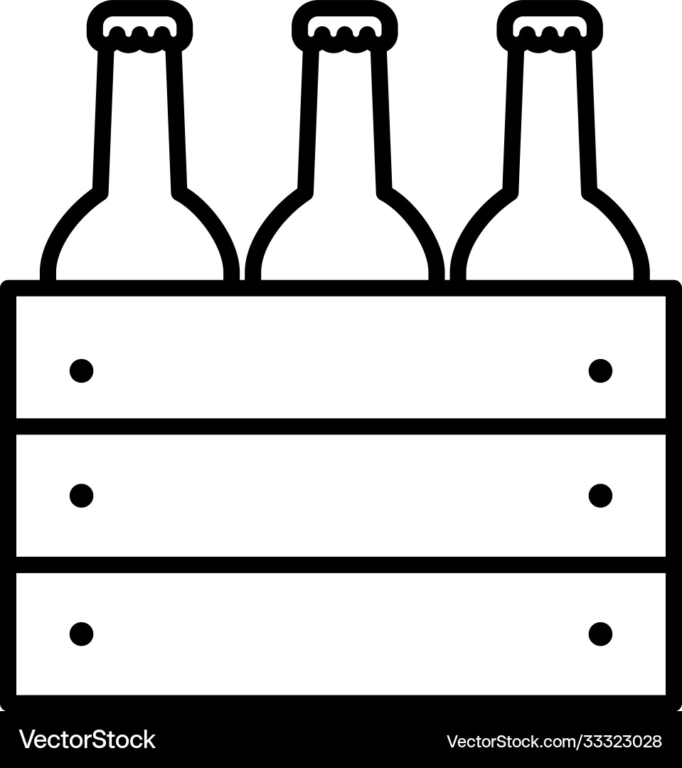 Box with beer bottles icon line style Royalty Free Vector