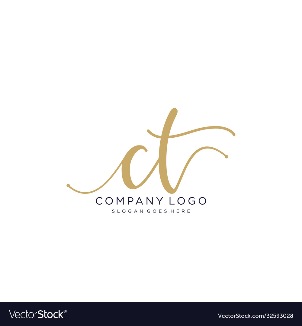 Ct initial handwriting logo design