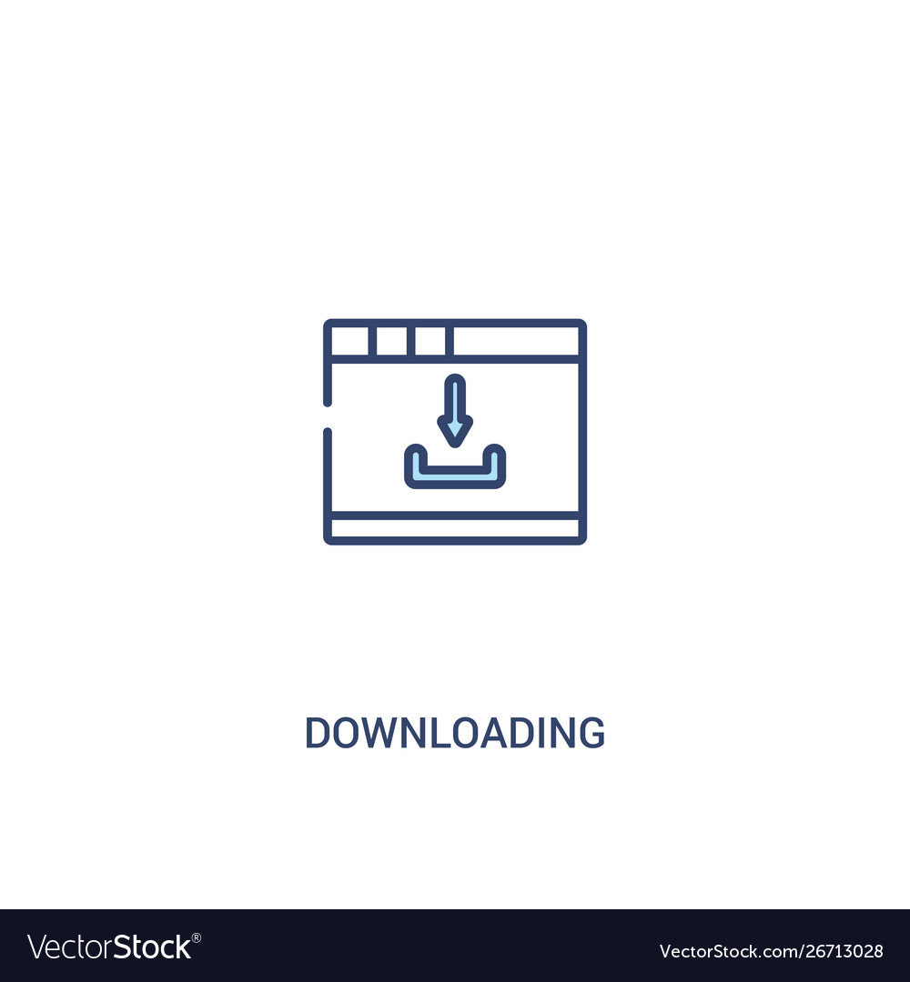 Downloading concept 2 colored icon simple line