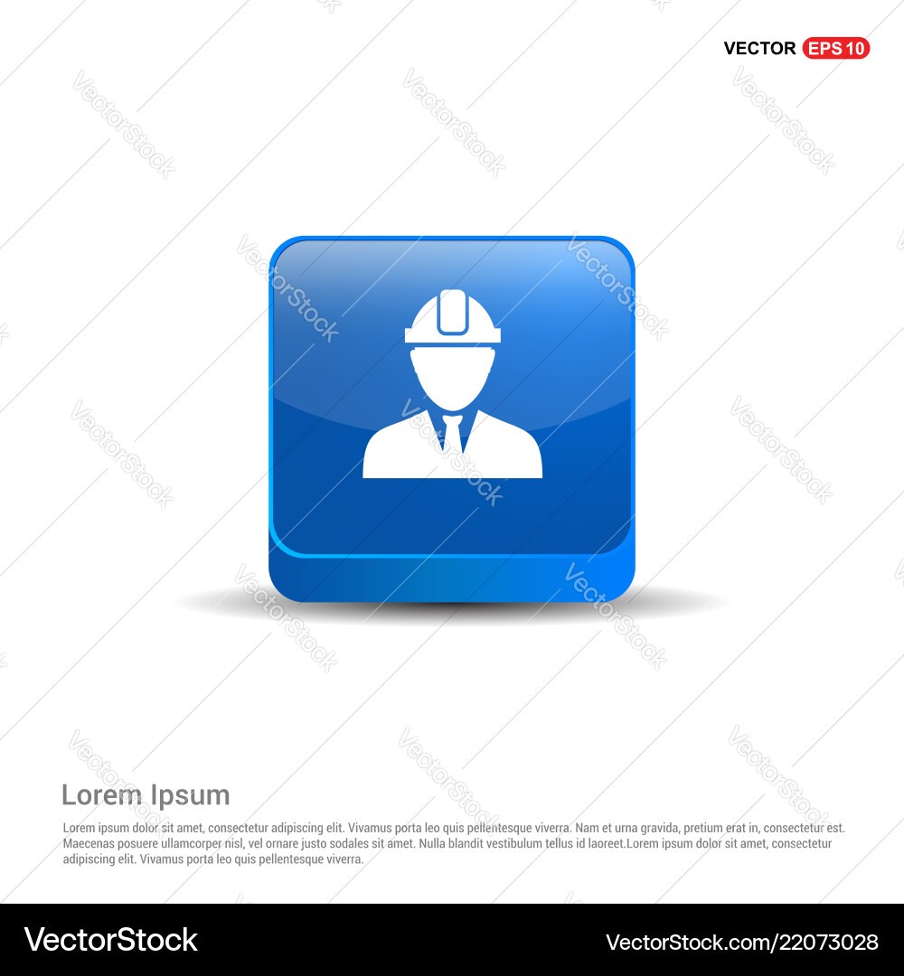 Engineer user icon - 3d blue button Royalty Free Vector