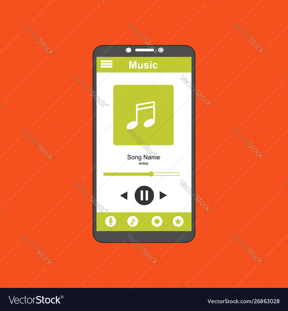 Media player application app template with flat Vector Image