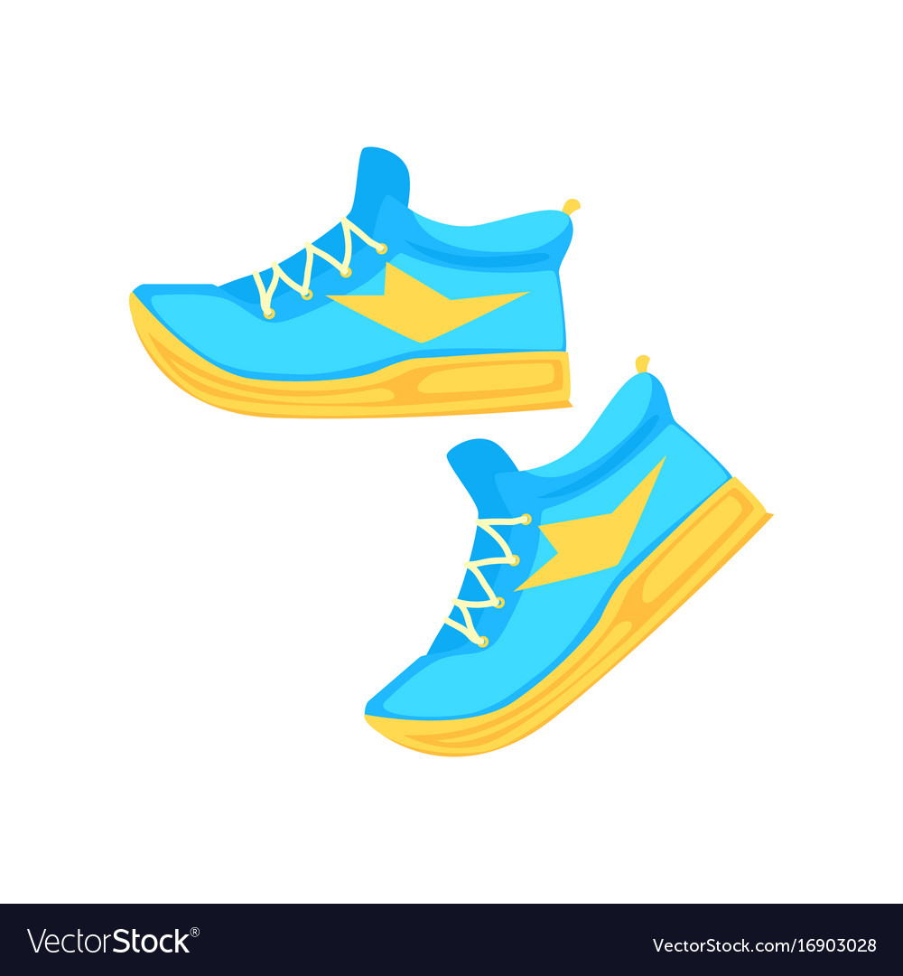 Pair of light blue athletic shoes cartoon Vector Image