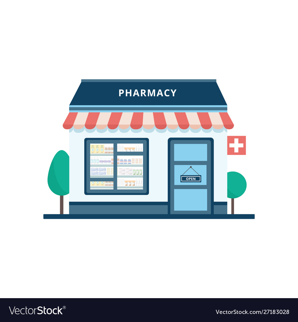 Pharmacy or drugstore building icon flat cartoon Vector Image