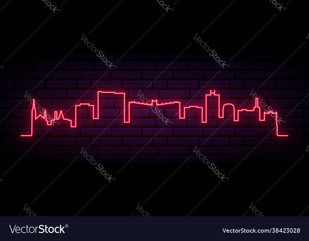 Red neon skyline fargo bright city long