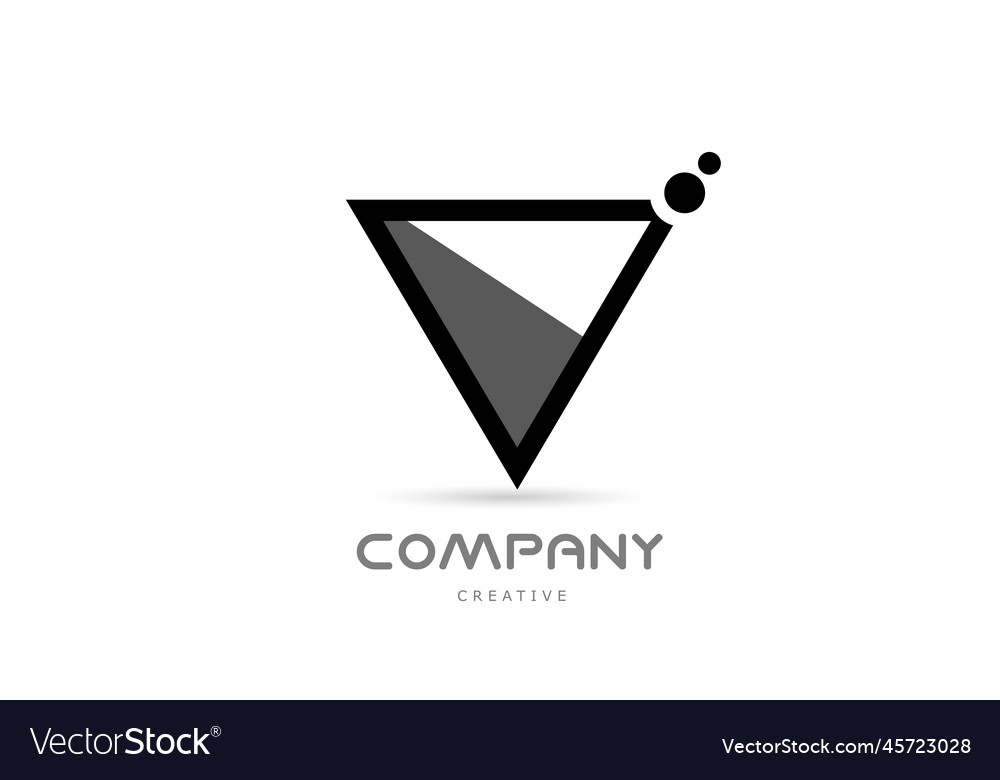 V black white geometric alphabet letter logo icon Vector Image