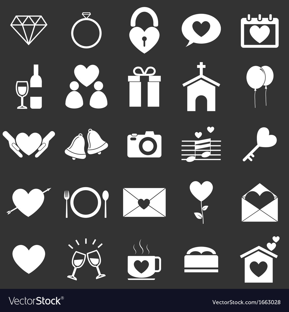 Wedding icons on black background Royalty Free Vector Image