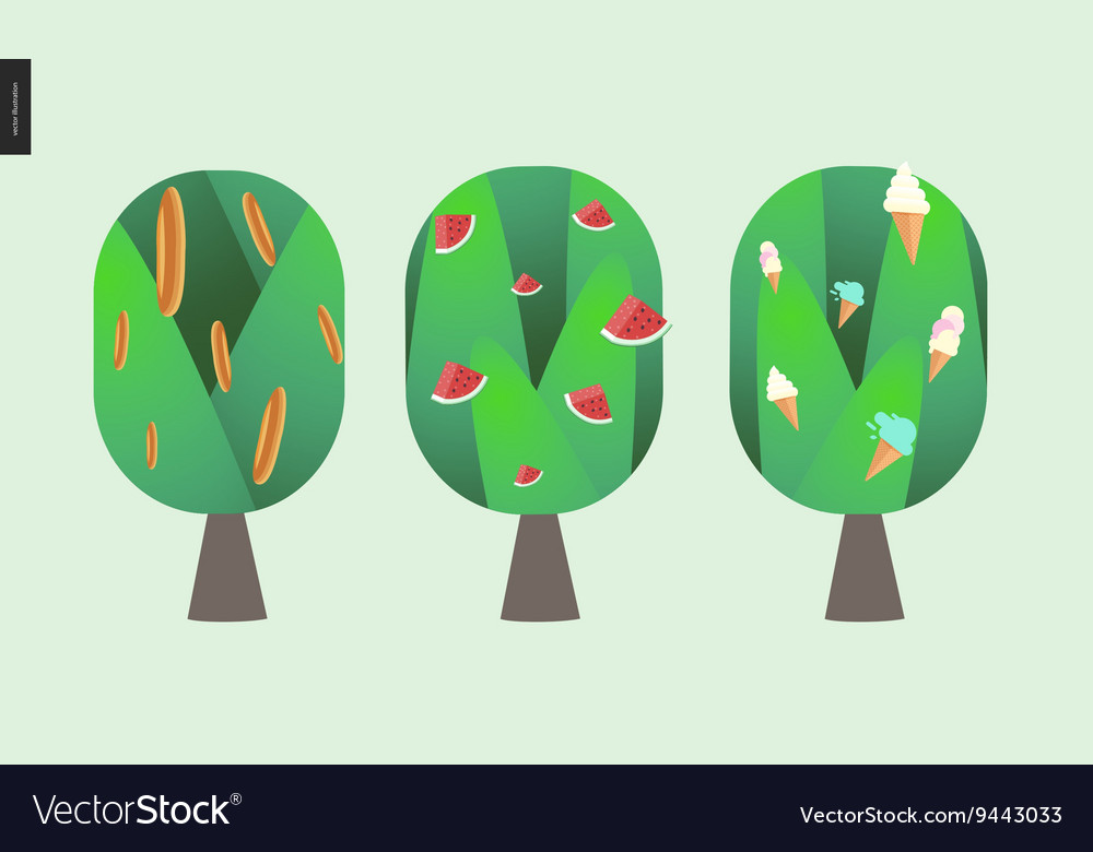 Braed watermelon and ice cream trees