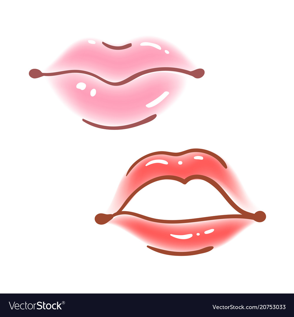 Colorful fun set of female lips stickers icons