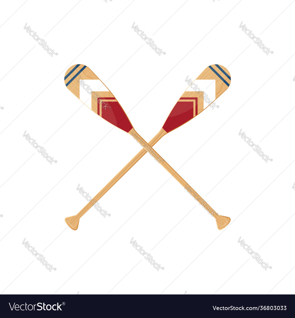 Crossed oars set in cartoon style