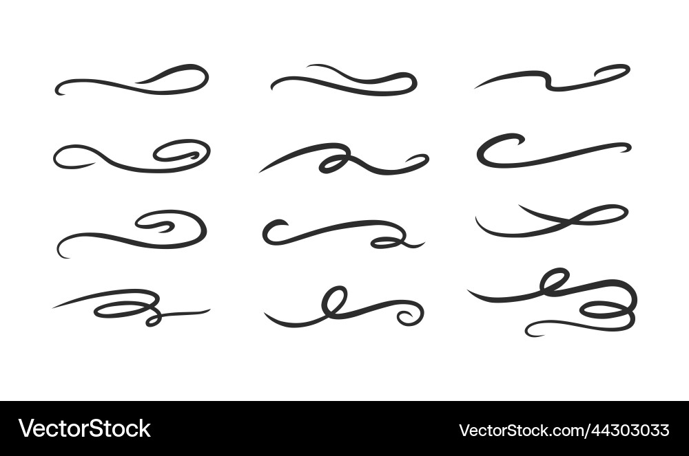 Curly swishes swashes swoops hand drawn Royalty Free Vector