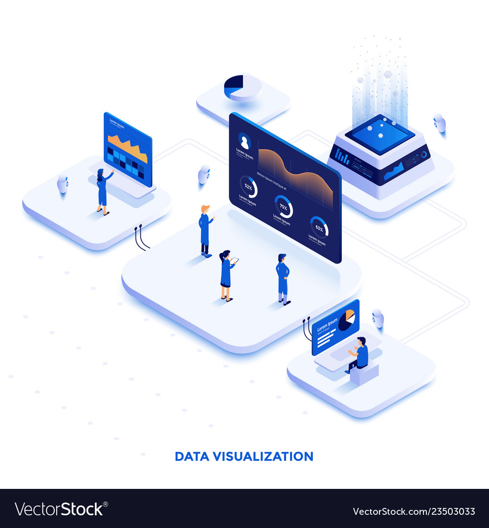 Flat color modern isometric design - data Vector Image