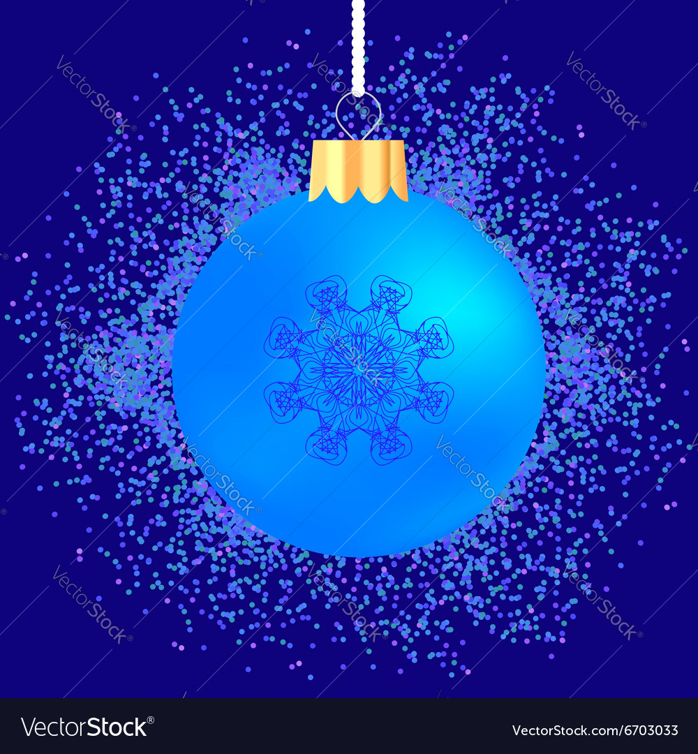 Glass ball on blue confetti background