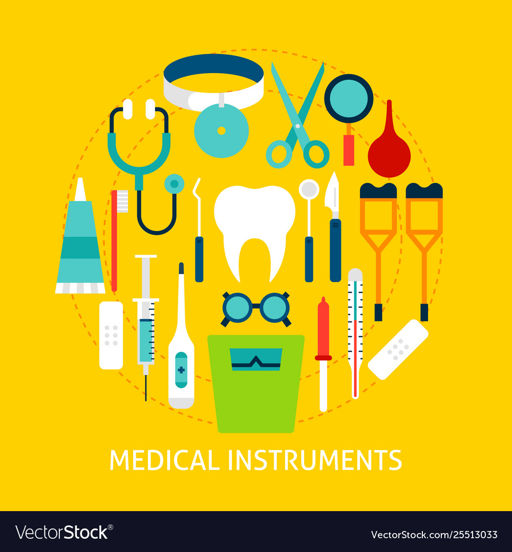 Medical instruments flat concept Royalty Free Vector Image