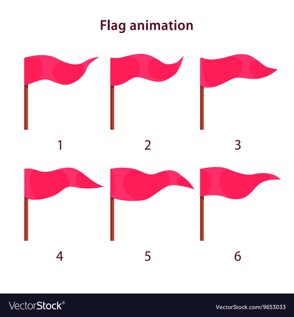 Download Red triangle shape flag waving animation sprites Vector Image