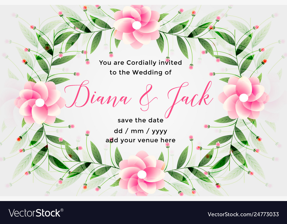 Wedding card design with lovely flower decoration Vector Image