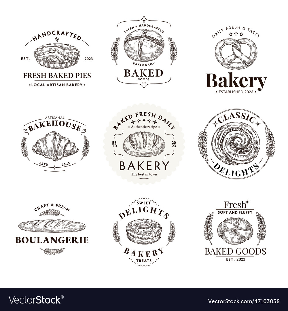 Bakery emblem local bakehouse artisan label with Vector Image