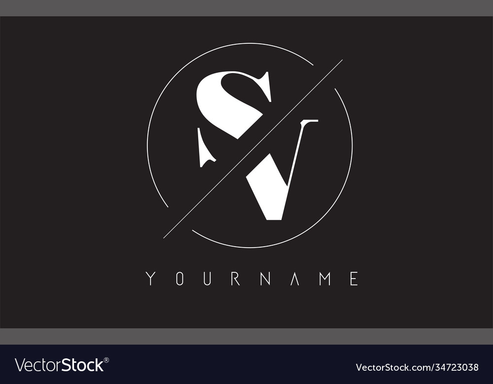 Cut and intersected sv s v letters logo