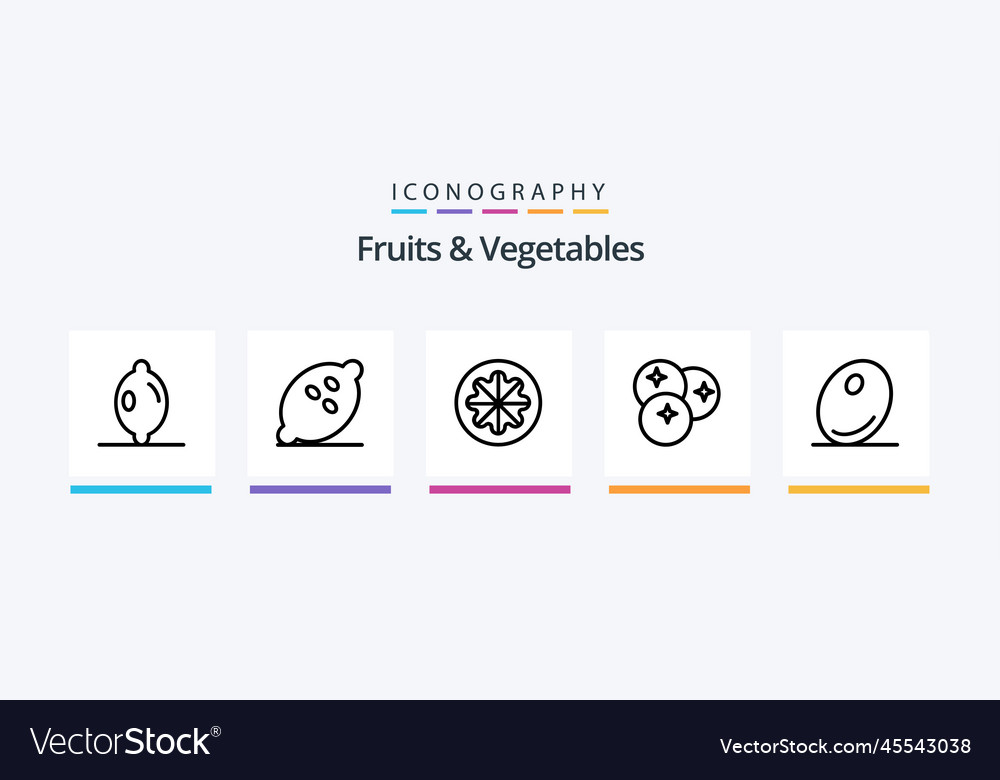 Fruits and vegetables line 5 icon pack including