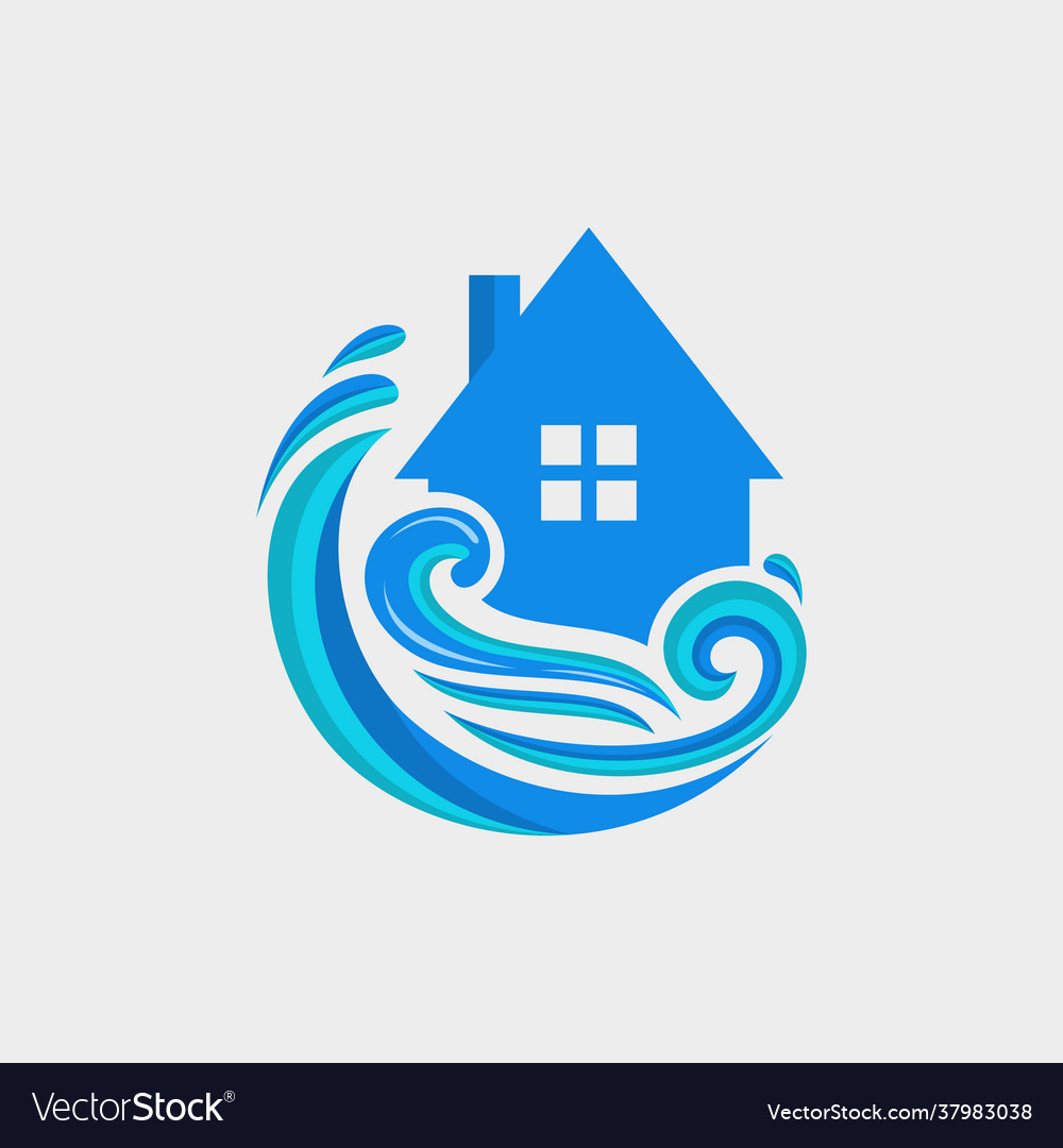 Home waves beach logo design Royalty Free Vector Image