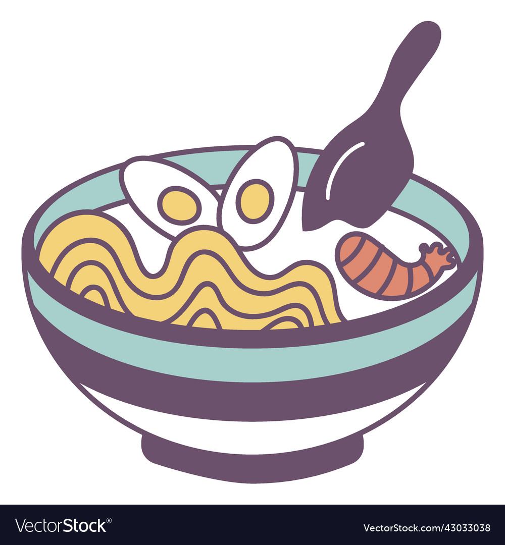 Ramen japanese food color stroke Royalty Free Vector Image