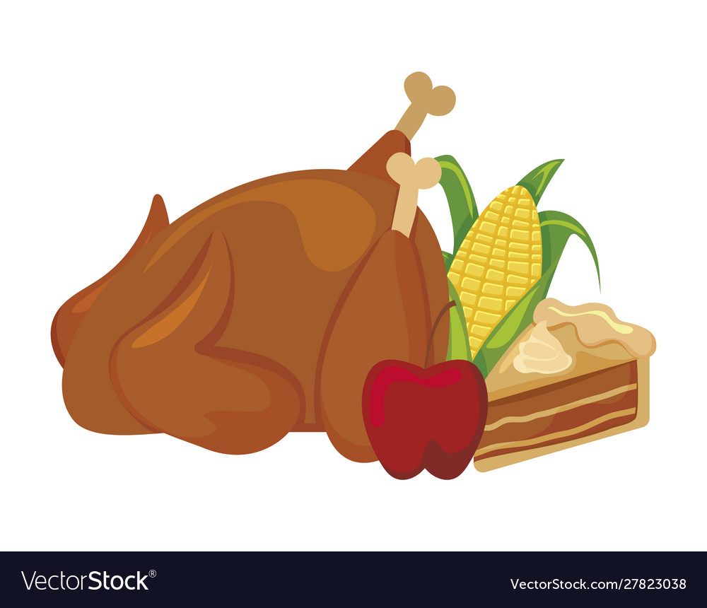 Set Icons Thanksgiving On White Background Vector Image