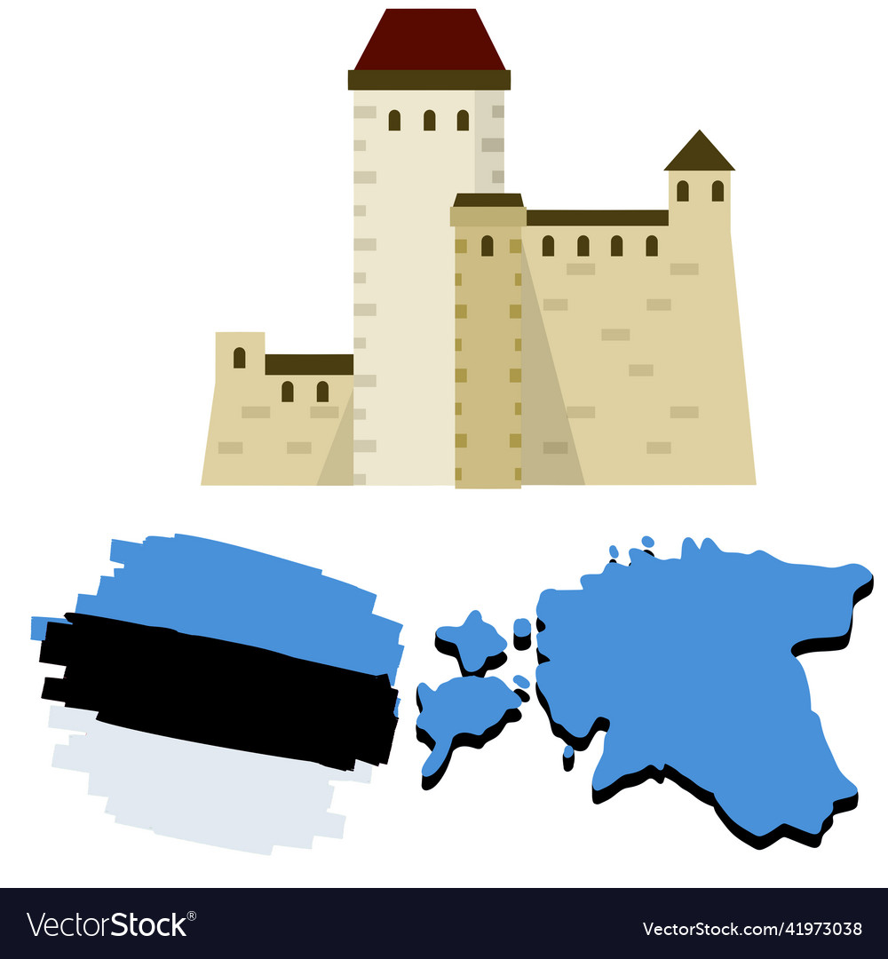 Set of national symbols estonia Royalty Free Vector Image