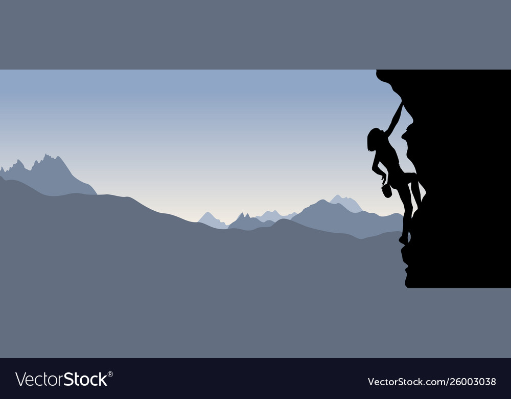 Silhouette a climber Royalty Free Vector Image