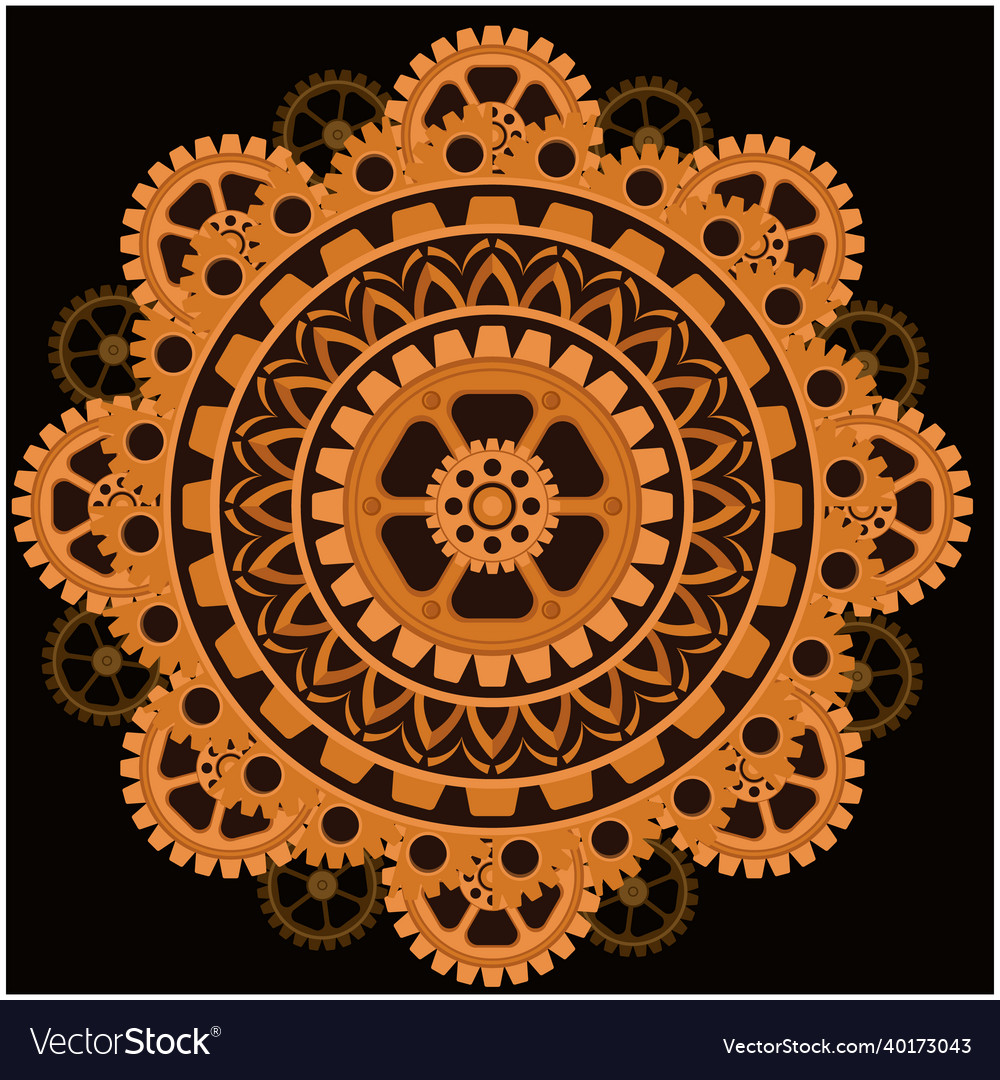 Mandala of mechanisms and gears in steampunk