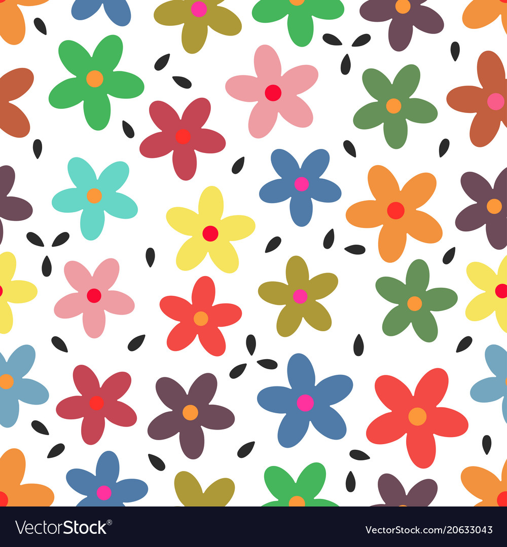 Pattern with colorful flowers Royalty Free Vector Image