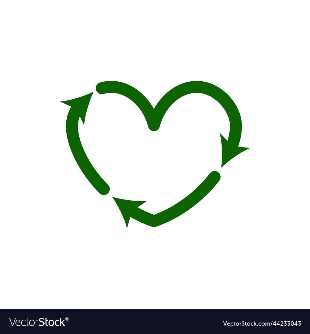 Recycle heart icons reuse green ecology symbol Vector Image