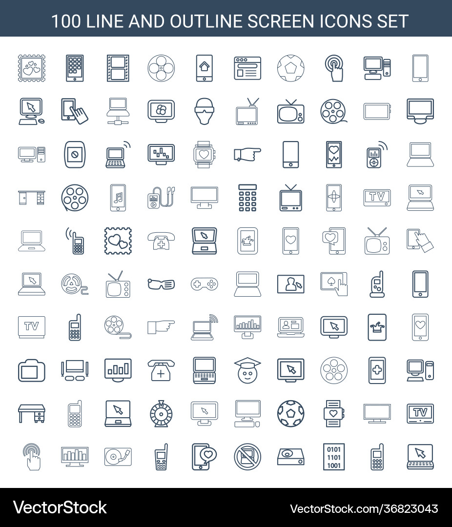 Screen icons Royalty Free Vector Image - VectorStock