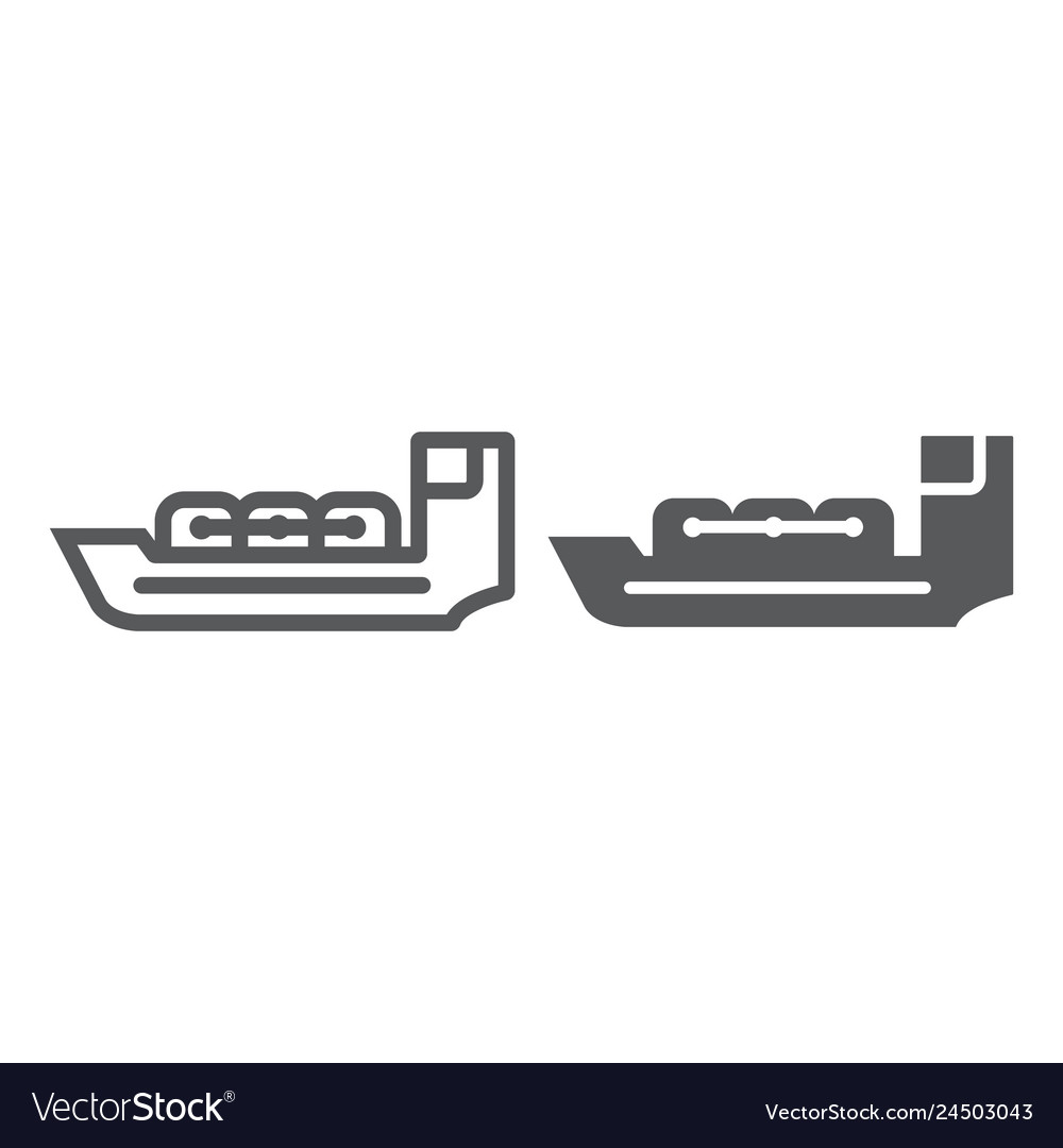 Tanker line and glyph icon boat ship vessel