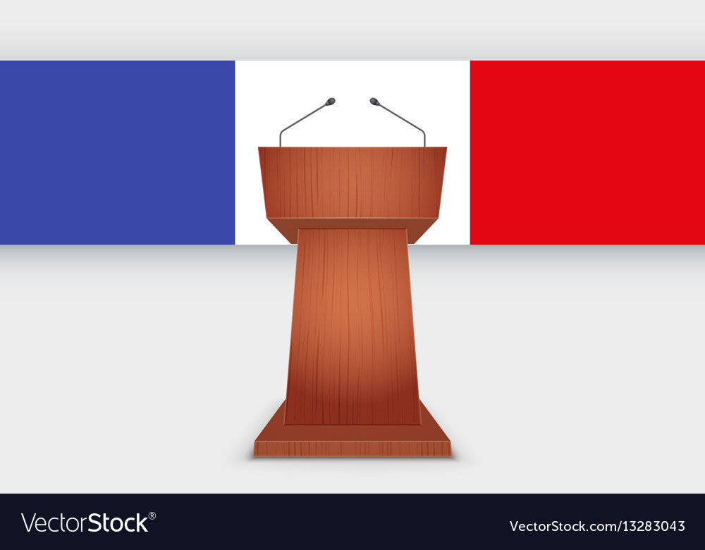 Wooden podium tribune mit french flag