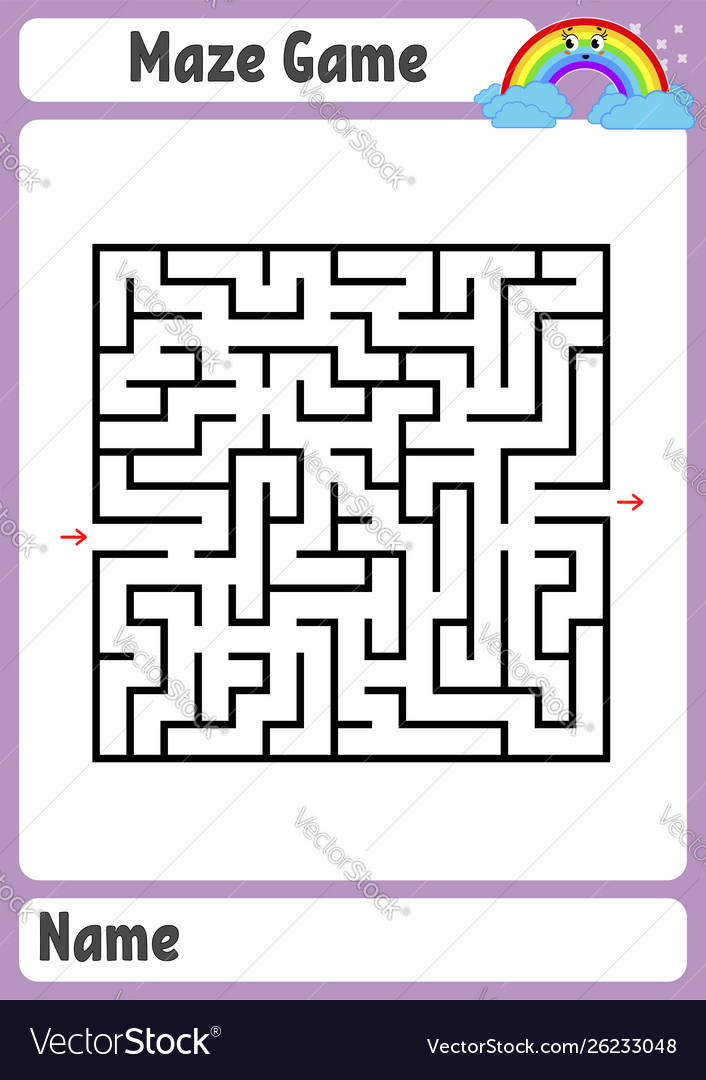 Abstract square maze kids worksheets game puzzle Vector Image