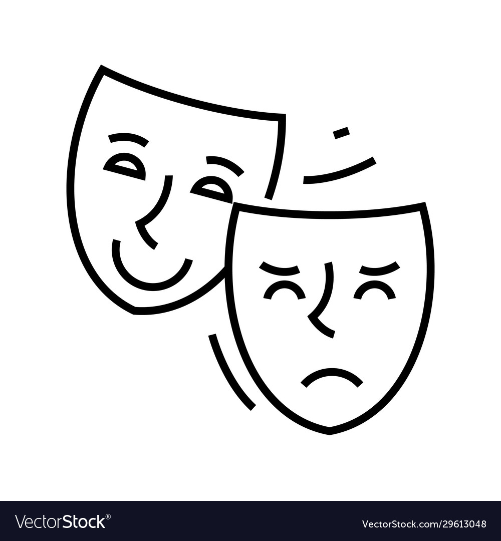 Acting mask line icon concept sign outline Vector Image