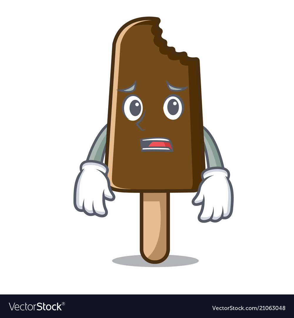 Afraid chocolate ice cream mascot cartoon