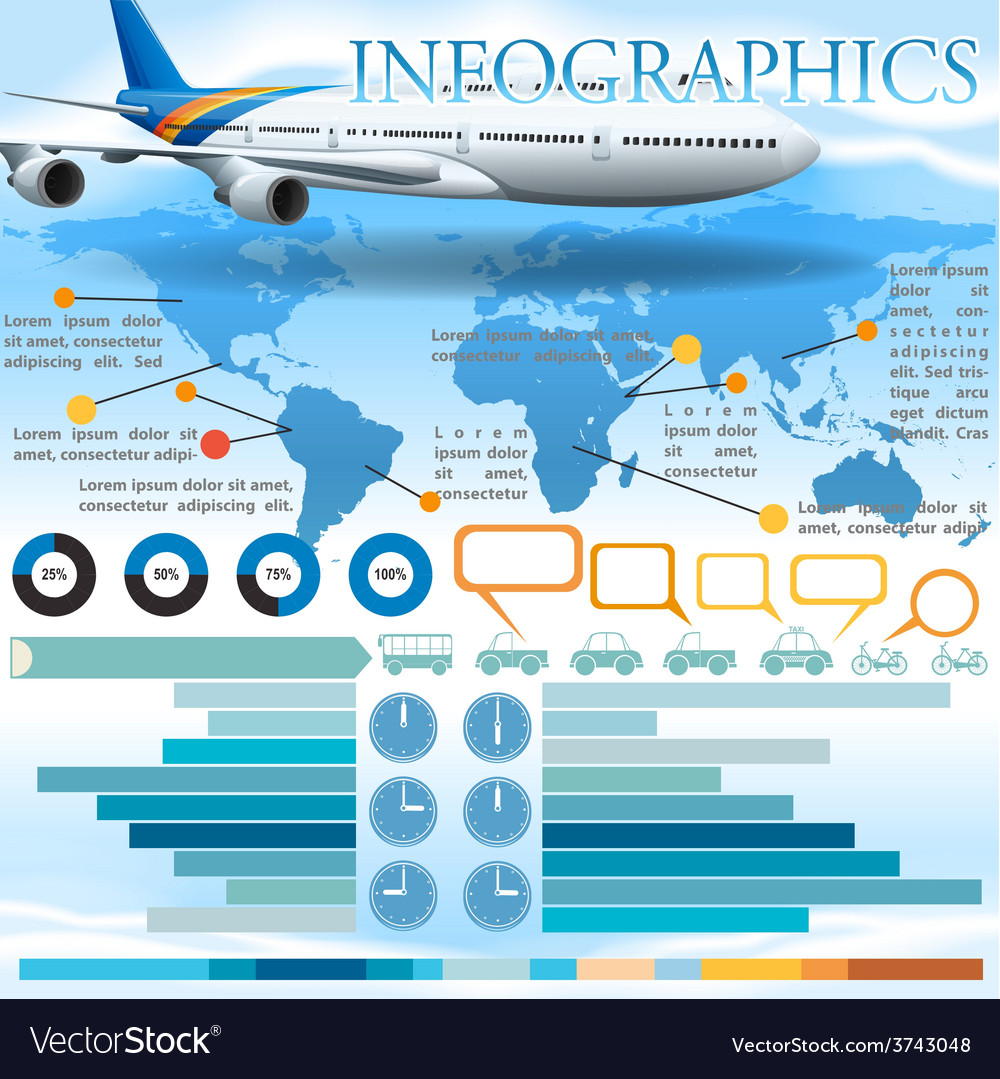 An infographics with an airplane Royalty Free Vector Image