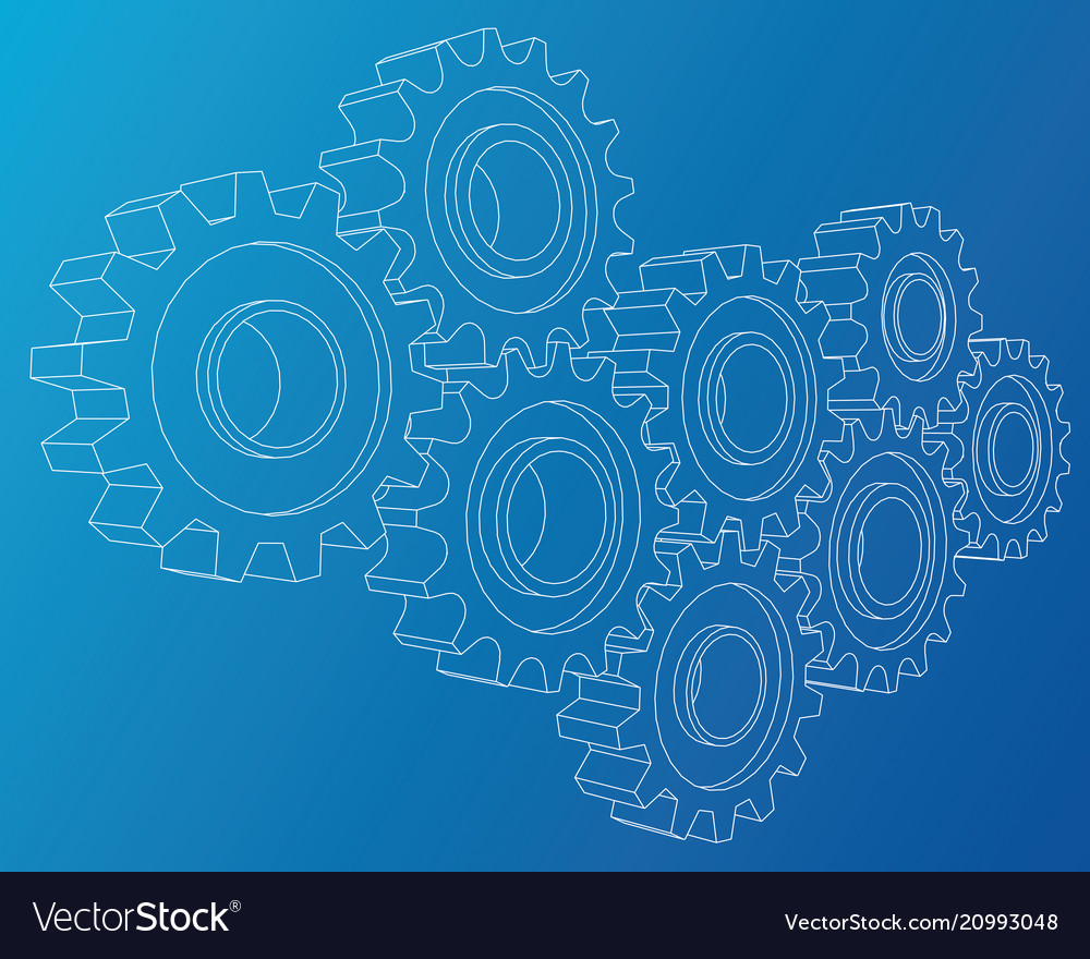 Background industrial design gears conceptual 3d Vector Image