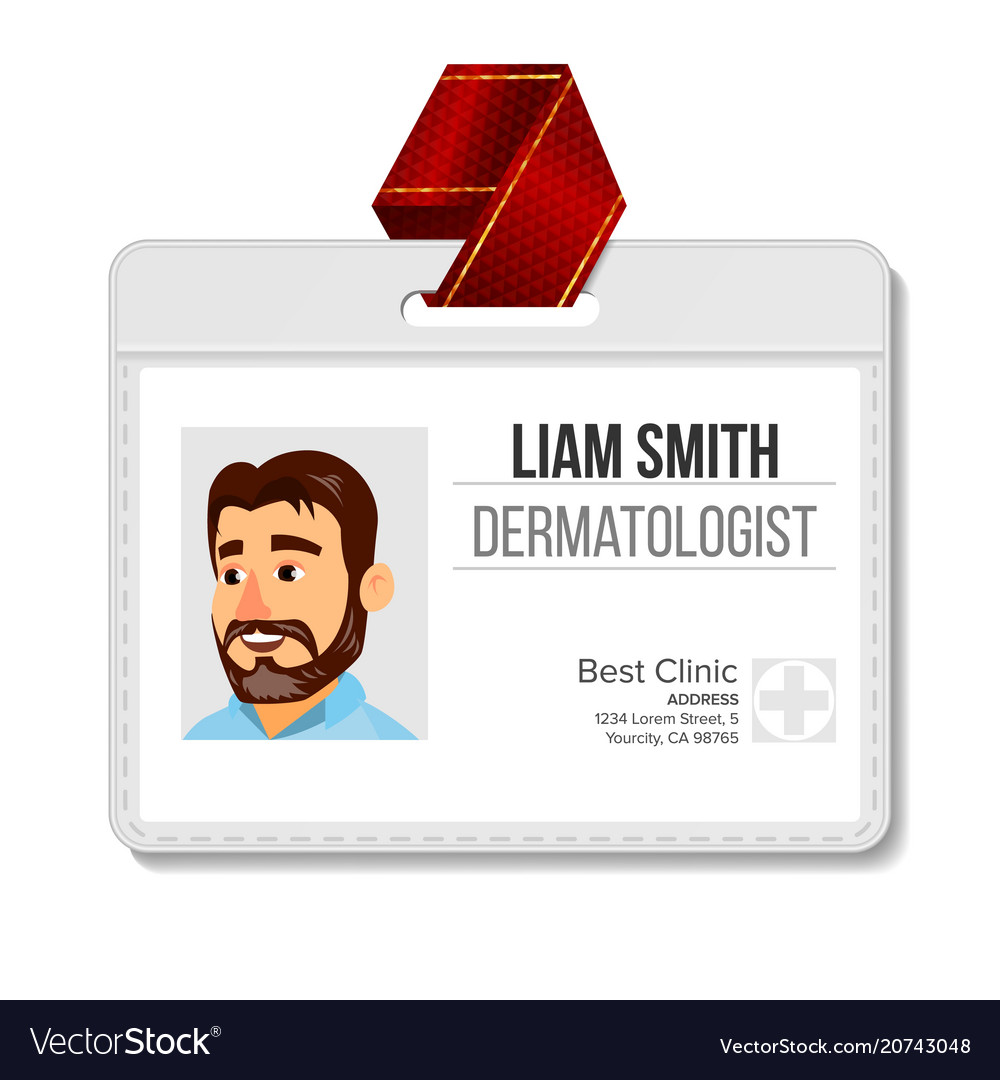 dermatologist identification badge man royalty free vector