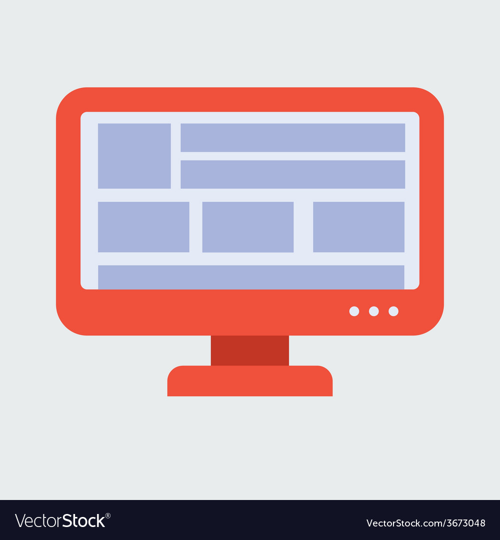 Flat design red monitor woth blocks of information