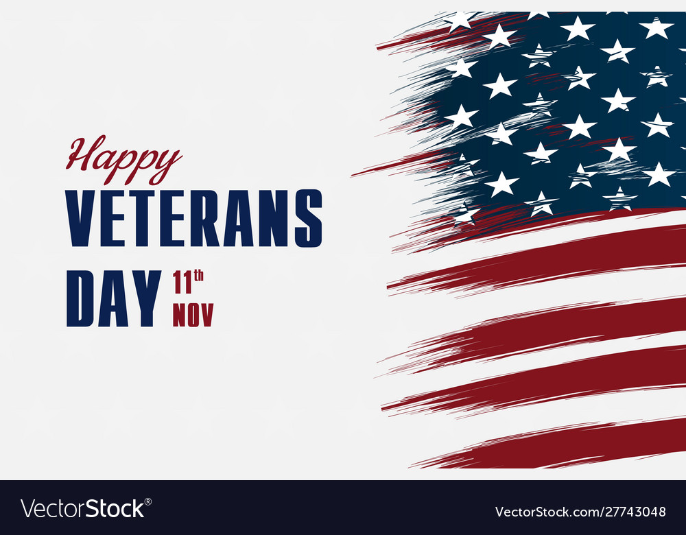 Happy veterans day flag design over american vector image Happy veterans day flag design over american