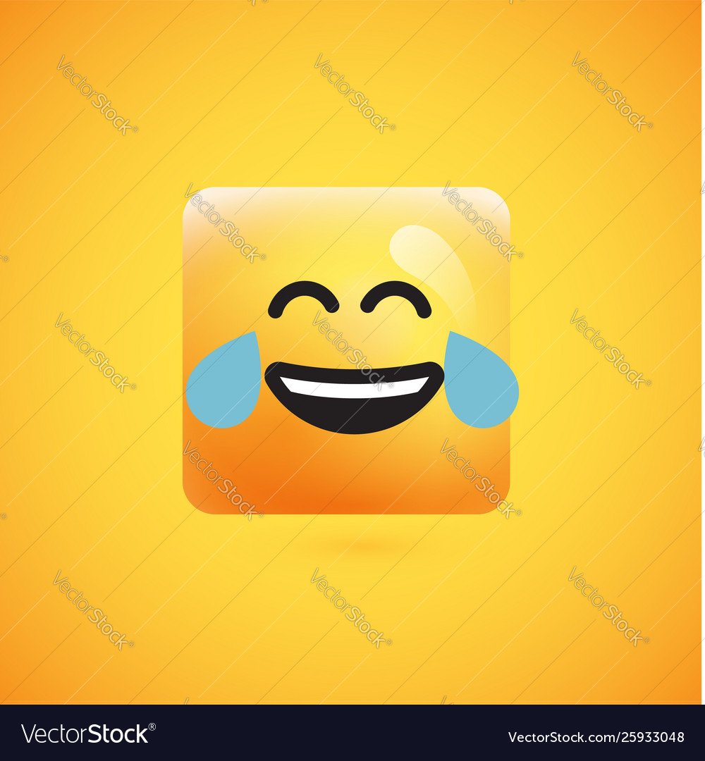 Hohe detaillierte quadratische gelbe Emoticon