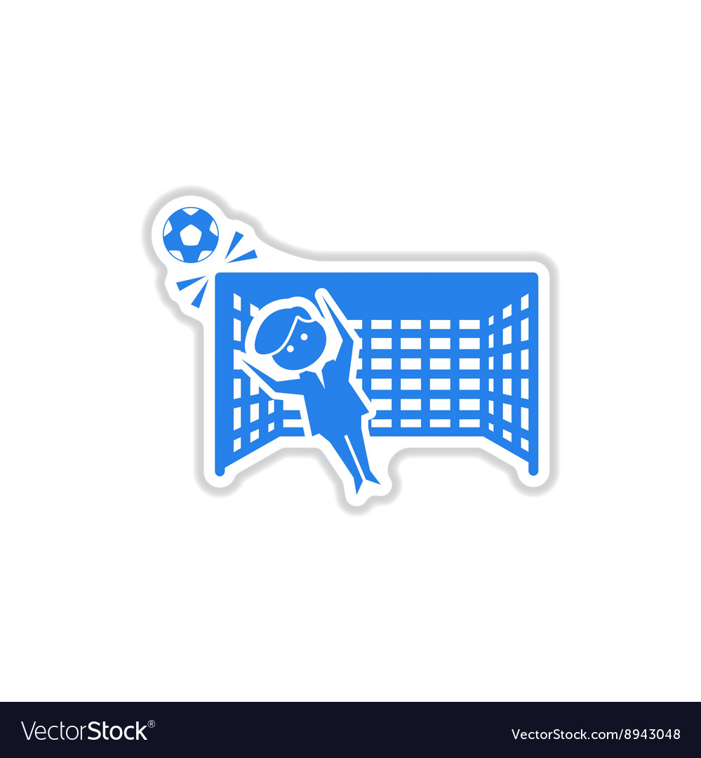 Paper sticker on white background soccer goalie