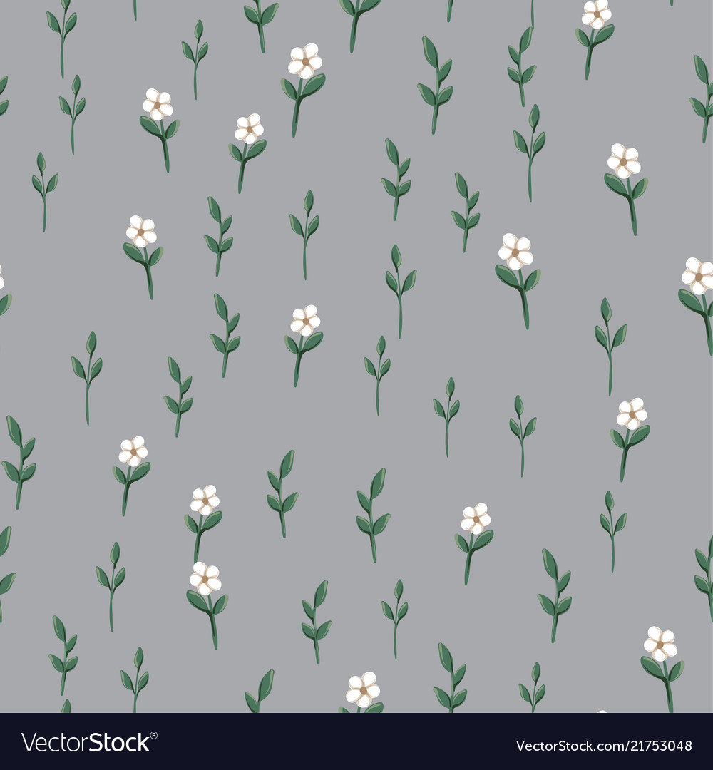 Seamless pattern with small white simple flowers Vector Image