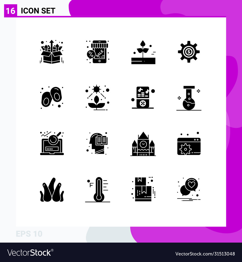 Set 16 modern ui icons symbols signs for Vector Image